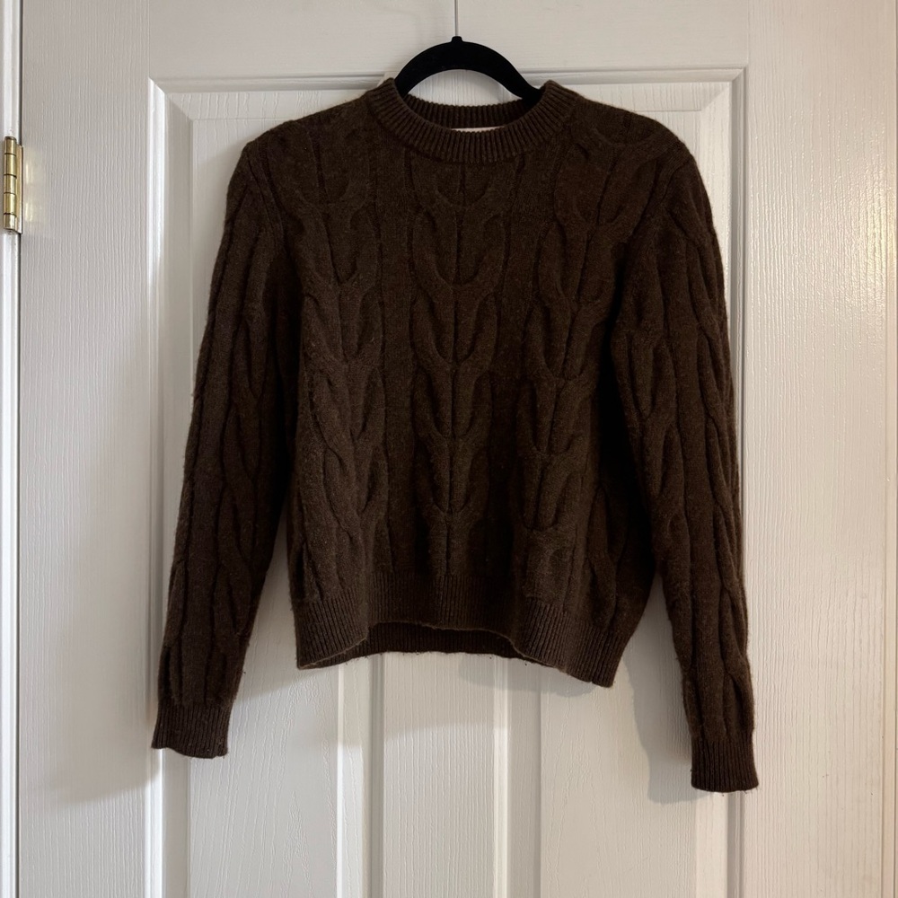 Kilte Cashmere Colette Sweater Mocha Cable Knit Size 1